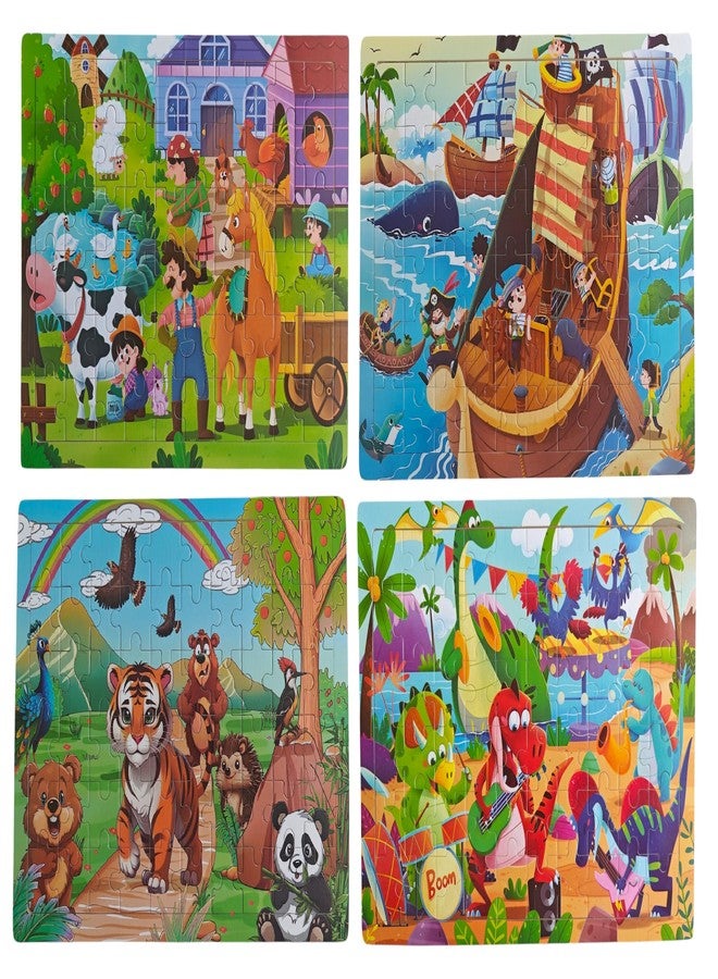 IndusBay® Set of 4, Jigsaw Puzzles for Kids 60 Pieces Per Puzzle, Multi Cartoon Theme Children Learning Preschool Educational Toys for Boys and Girls, Multicolor - Image 1